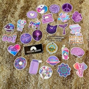 30 cute mostly purple random assorted stickers